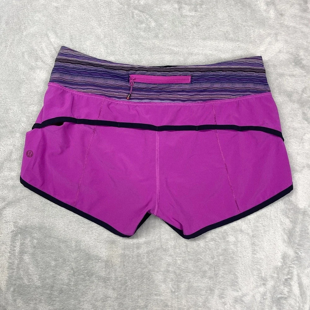 Lululemon Shorts Women 6 Purple Space Dye Waistband Lined Athletic Speed Running